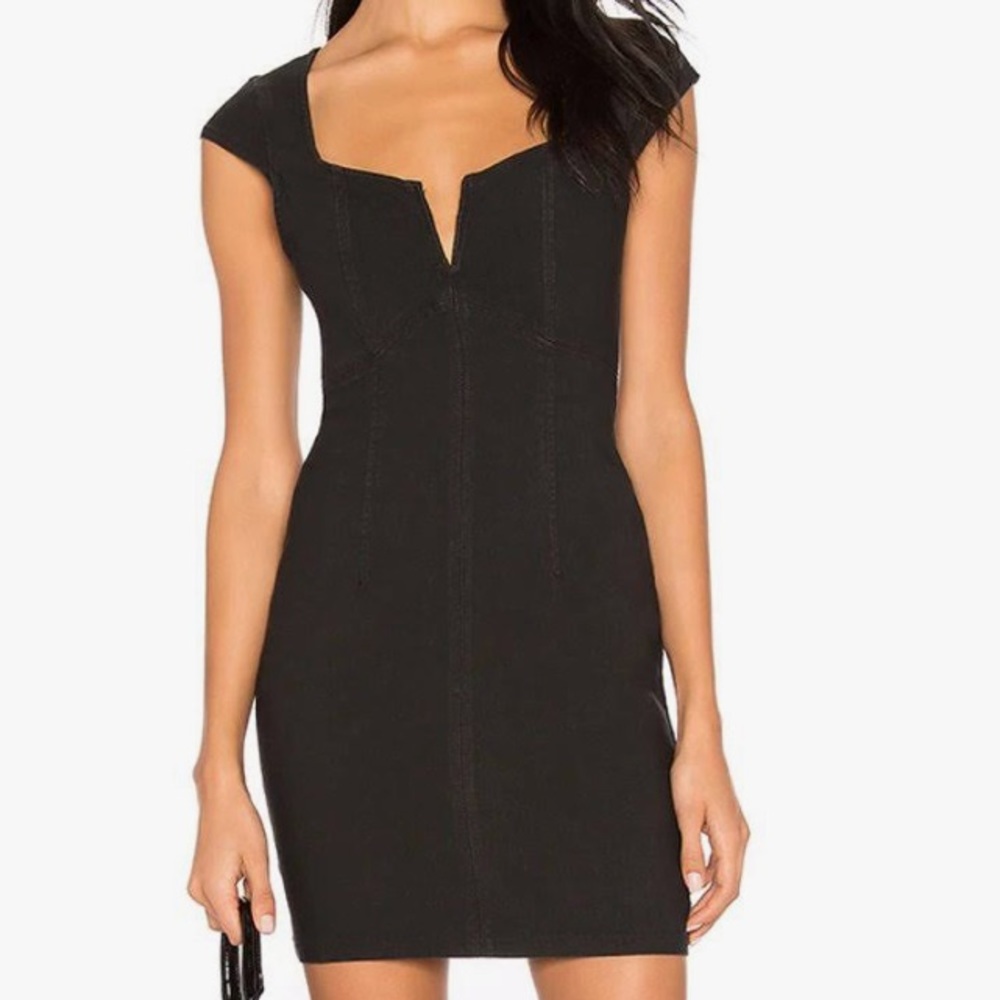 NWOT Free People black denim stretch dress